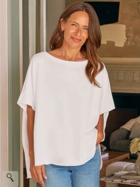 Frank and Eileen Capelette Women's White Easy Fit Short Sleeve Top